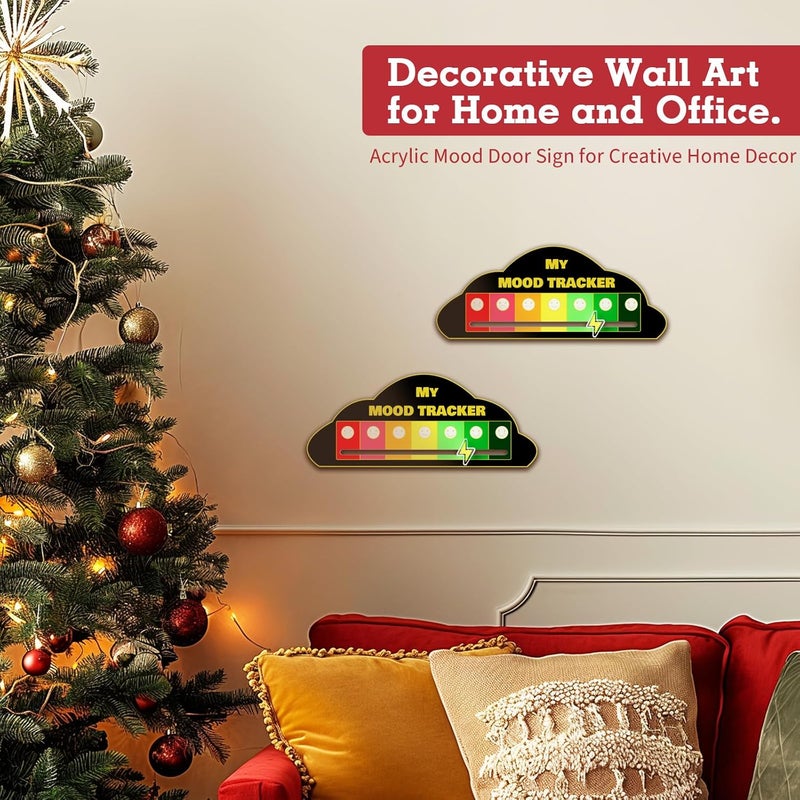 LRITER Acrylic Mood Door Sign for Creative Home Decor, 7 Emotion Expressions, Decorative Wall Art for Home and Office. (Mood Door Sign Black) - Image 4
